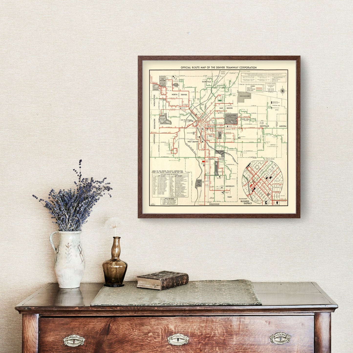 Vintage Railroad Map of Denver, Colorado 1933