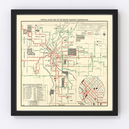 vintage railroad map of Denver, Colorado, 1933