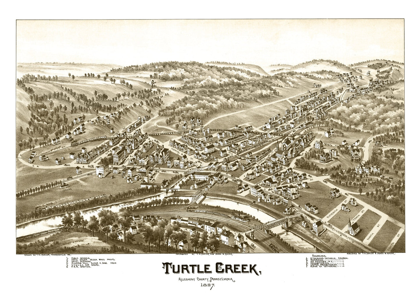 Vintage Map of Turtle Creek, Pennsylvania, 1897