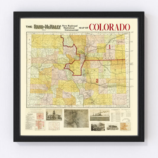 Vintage map of Colorado, 1910