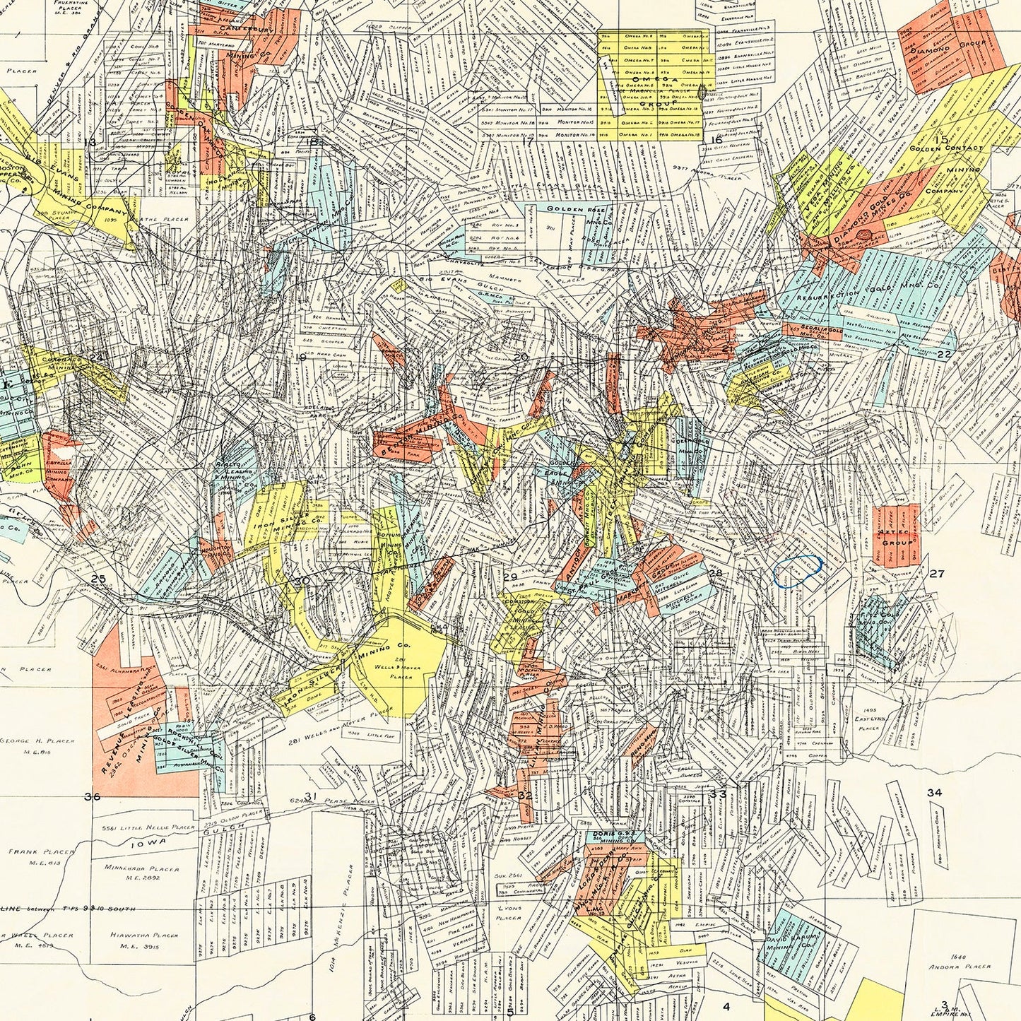 Vintage Leadville Mining District Map, 1901