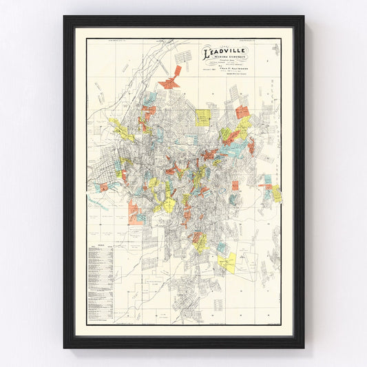Vintage mining claims map of Leadville District, Colorado, 1901