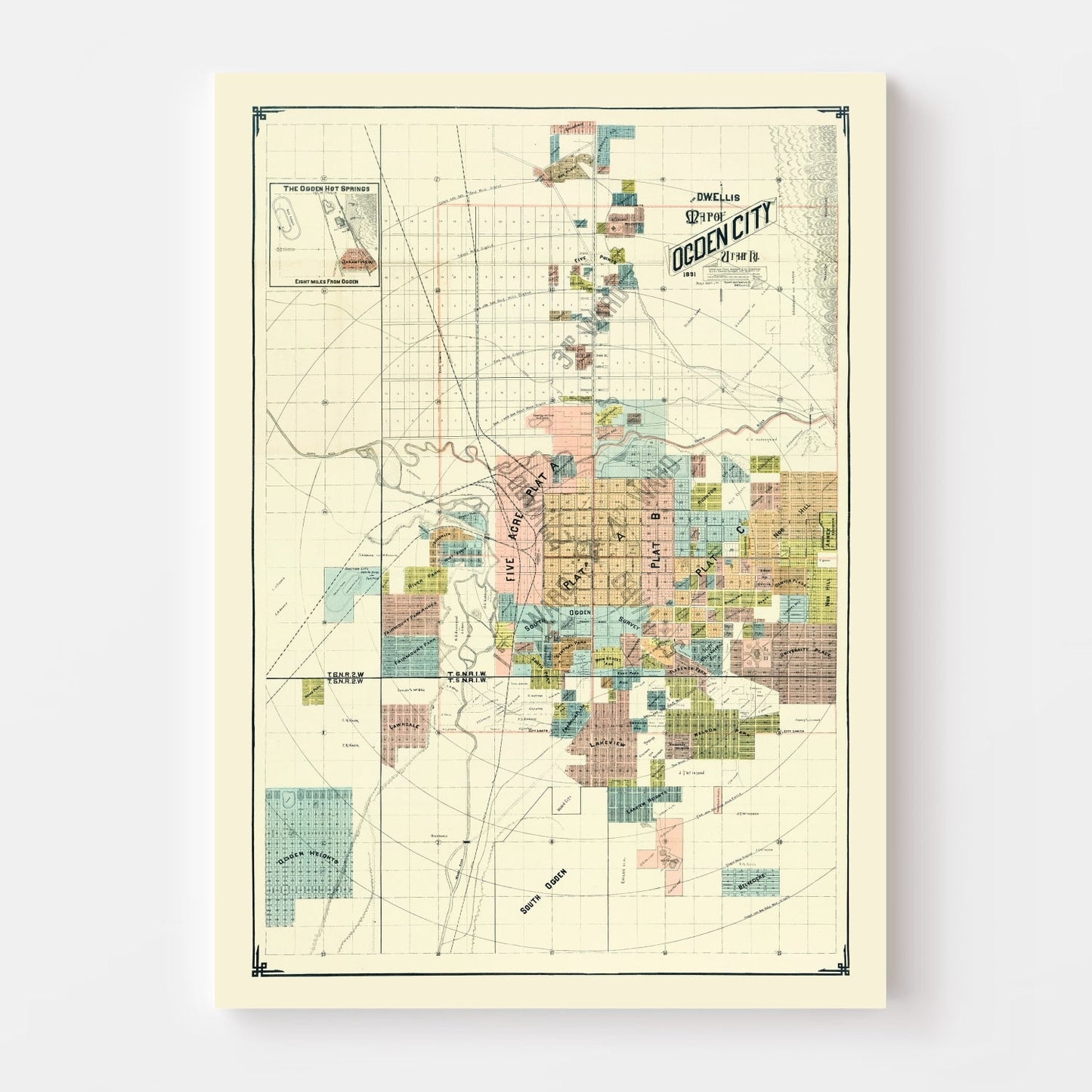 Vintage Map of Ogden, Utah, 1891