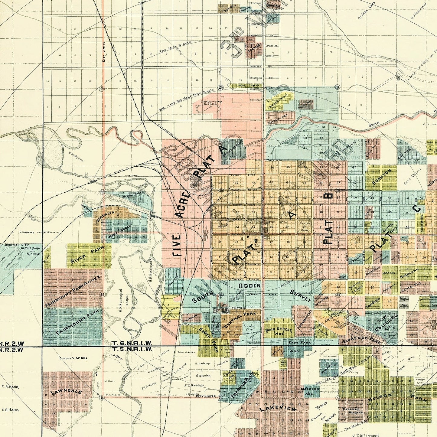 Vintage Map of Ogden, Utah, 1891