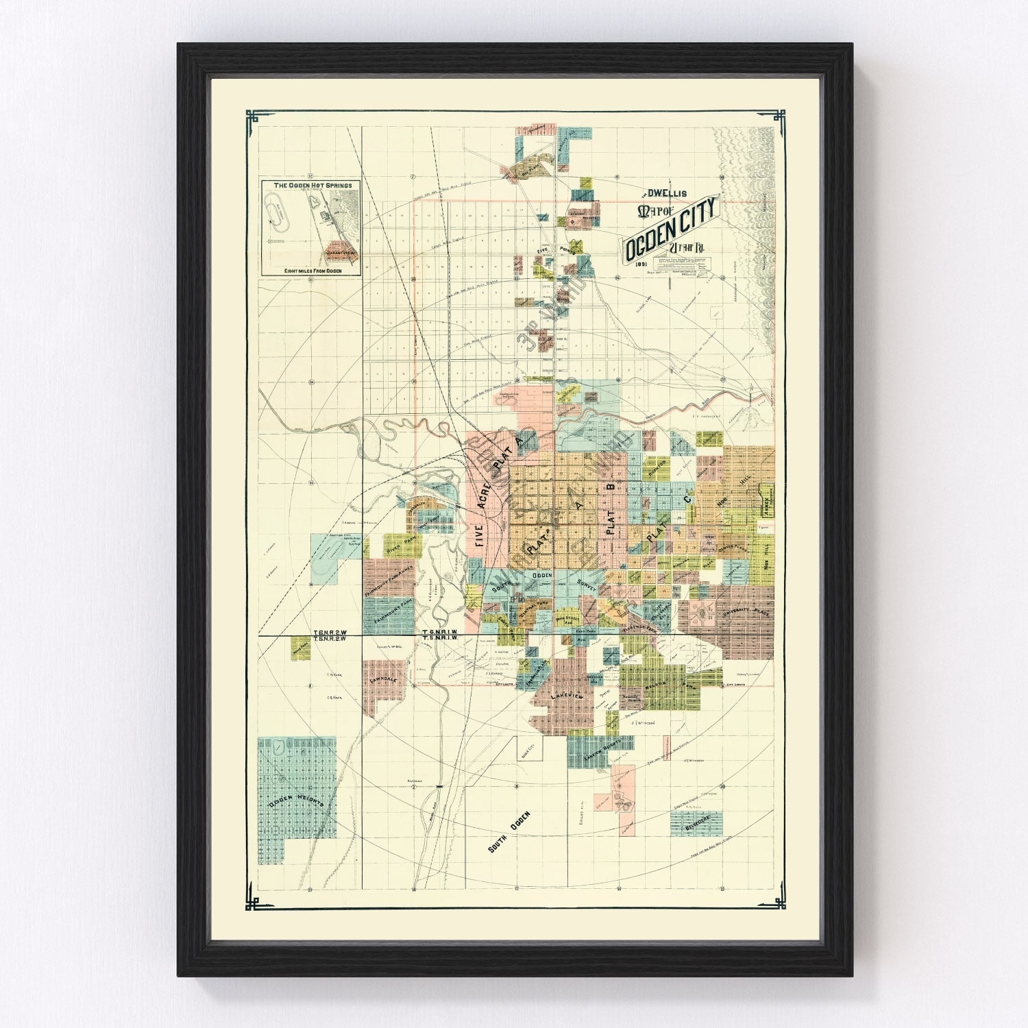 Vintage map of Ogden, Utah, 1891