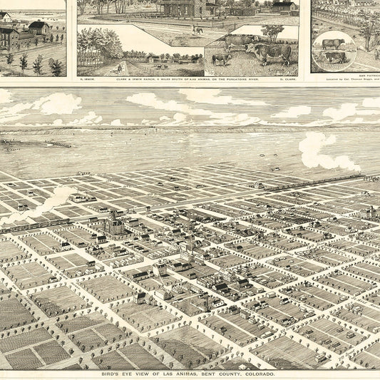 Vintage Map of Las Animas, Colorado, 1888