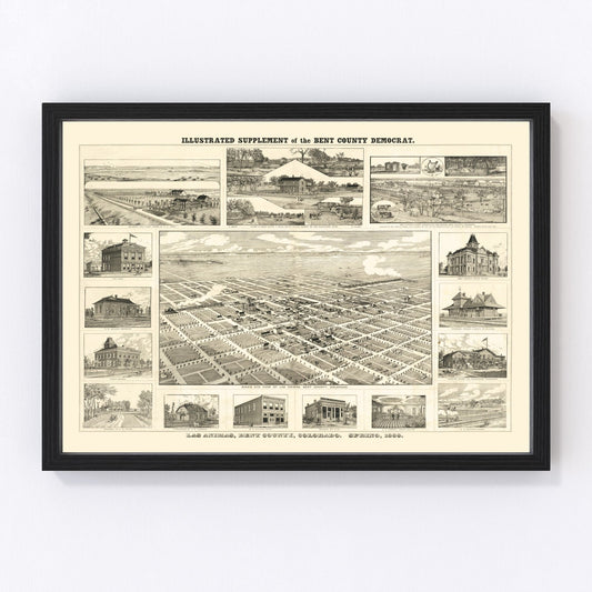 Vintage map of Las Animas, Colorado, 1888