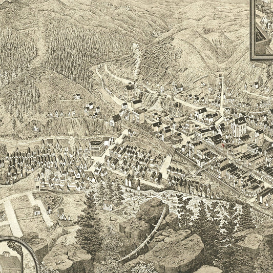 Vintage Map of Deadwood, South Dakota 1884