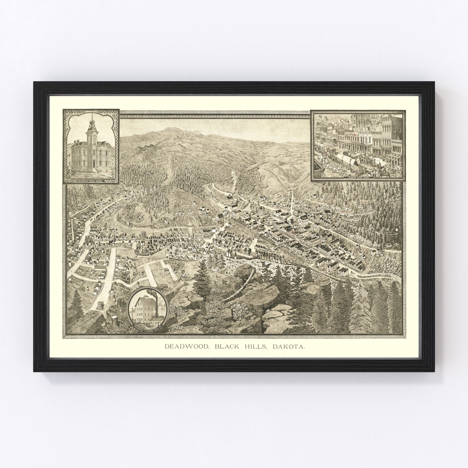 Vintage map of Deadwood, South Dakota, 1884