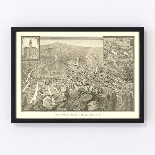 Vintage map of Deadwood, South Dakota, 1884