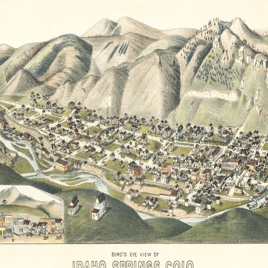 Vintage Map of Idaho Springs, Colorado, 1882