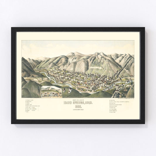 Vintage map of Idaho Springs, Colorado, 1882