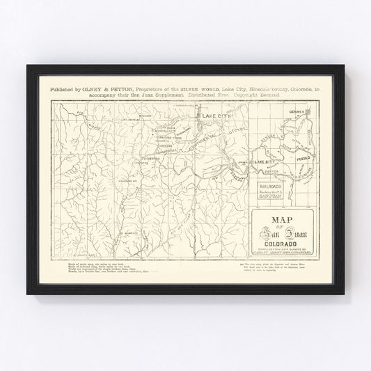 vintage map of San Juan, Colorado, 1877