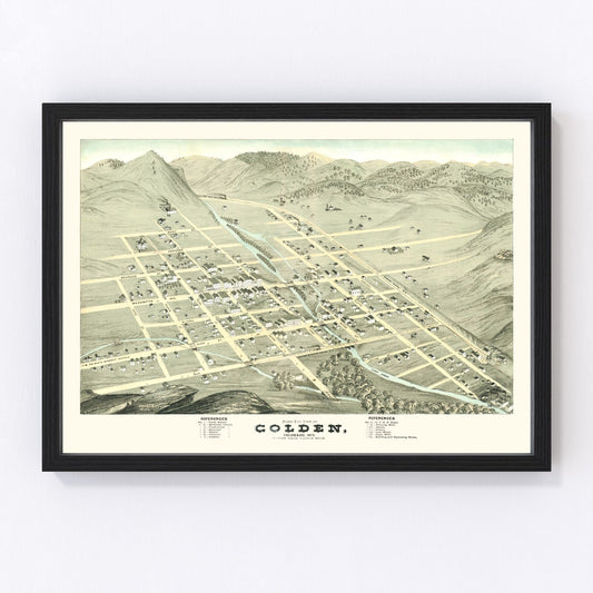 Vintage map of Golden, Colorado, 1873