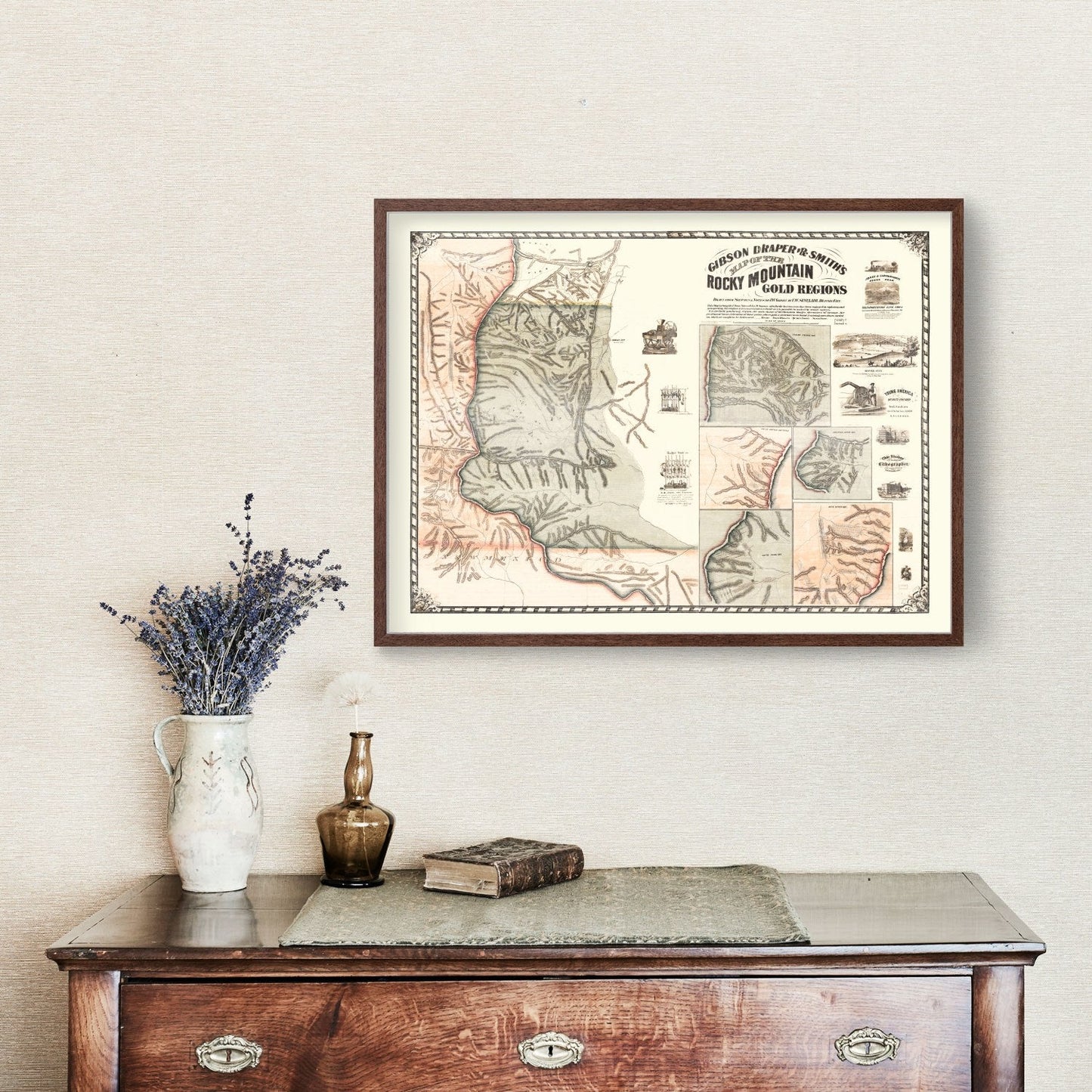 Vintage Map of the Rocky Mountain Gold Regions, 1861