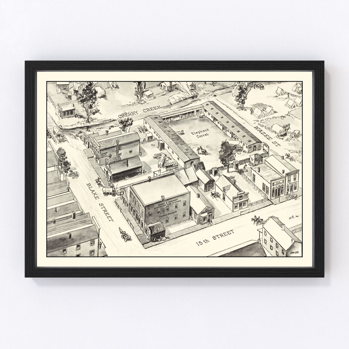 vintage map of denver, oklahoma, 1860