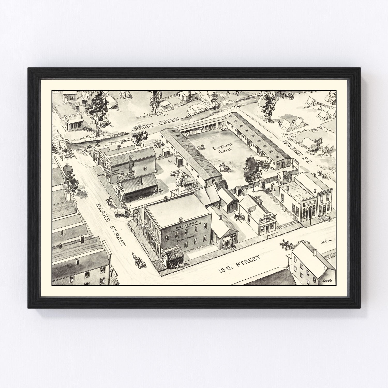 vintage map of denver, oklahoma, 1860