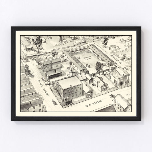 vintage map of denver, oklahoma, 1860