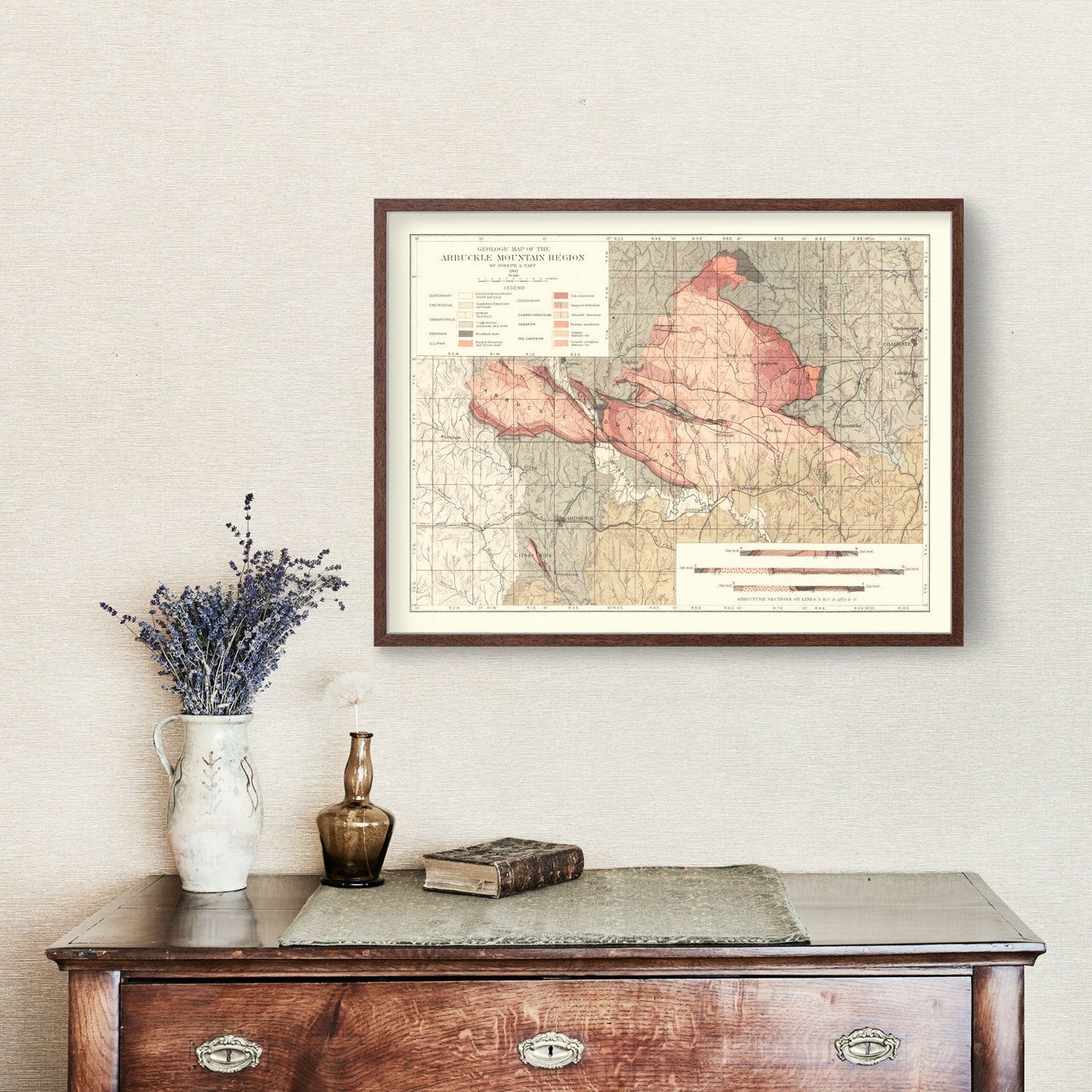 Vintage Map of the Arbuckle Mountain Region, 1903