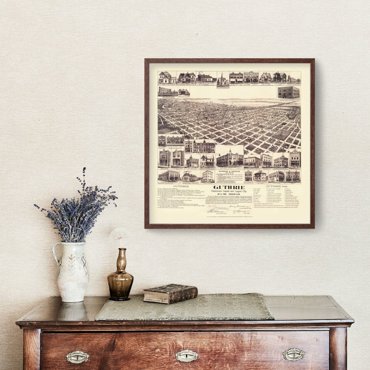 Vintage Map of Guthrie, Oklahoma, 1891