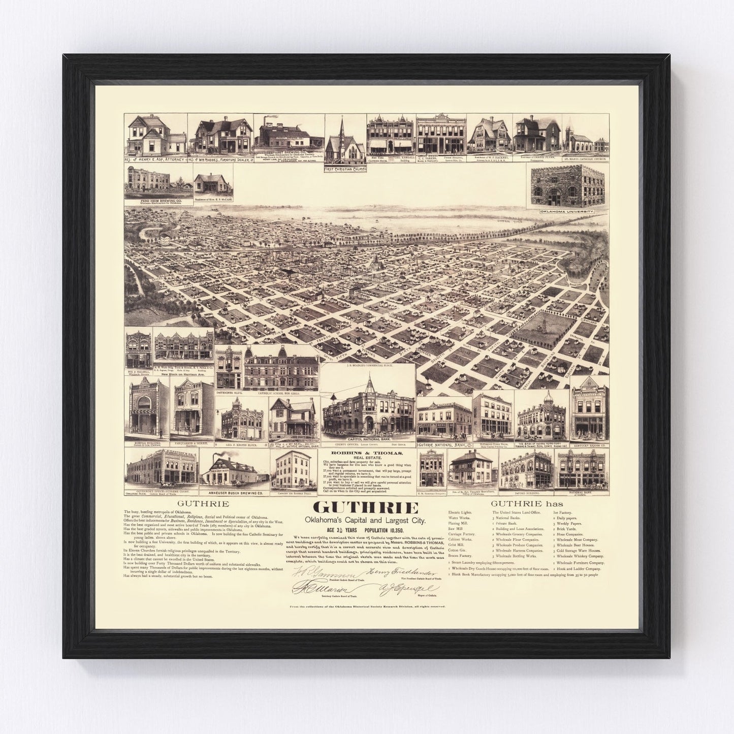 vintage map of Guthrie, Oklahoma, 1891
