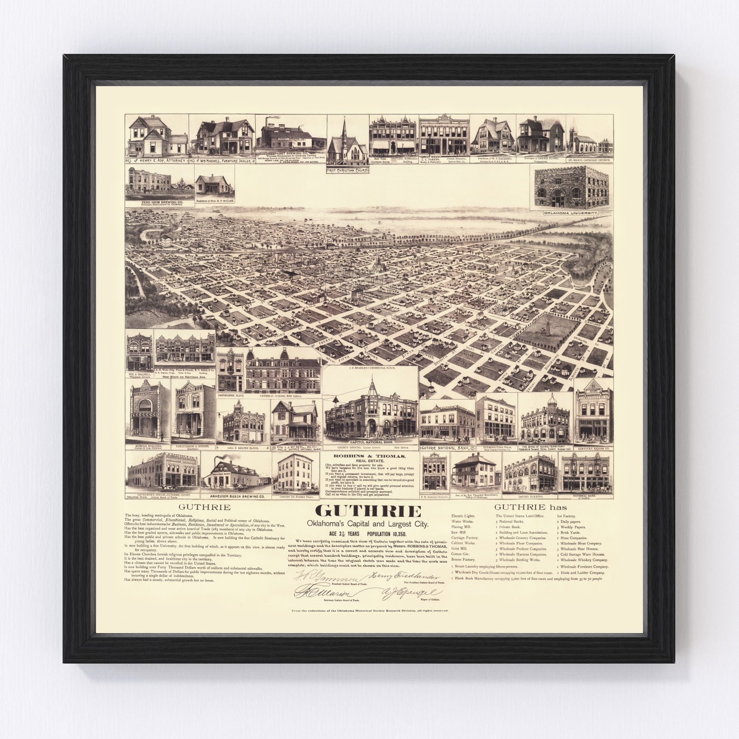 vintage map of Guthrie, Oklahoma, 1891