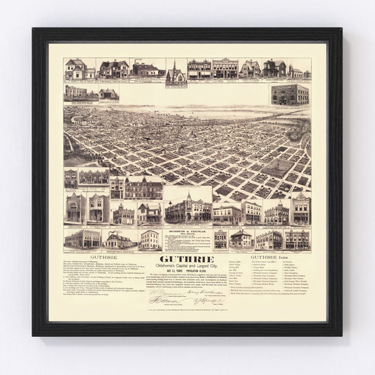 vintage map of Guthrie, Oklahoma, 1891