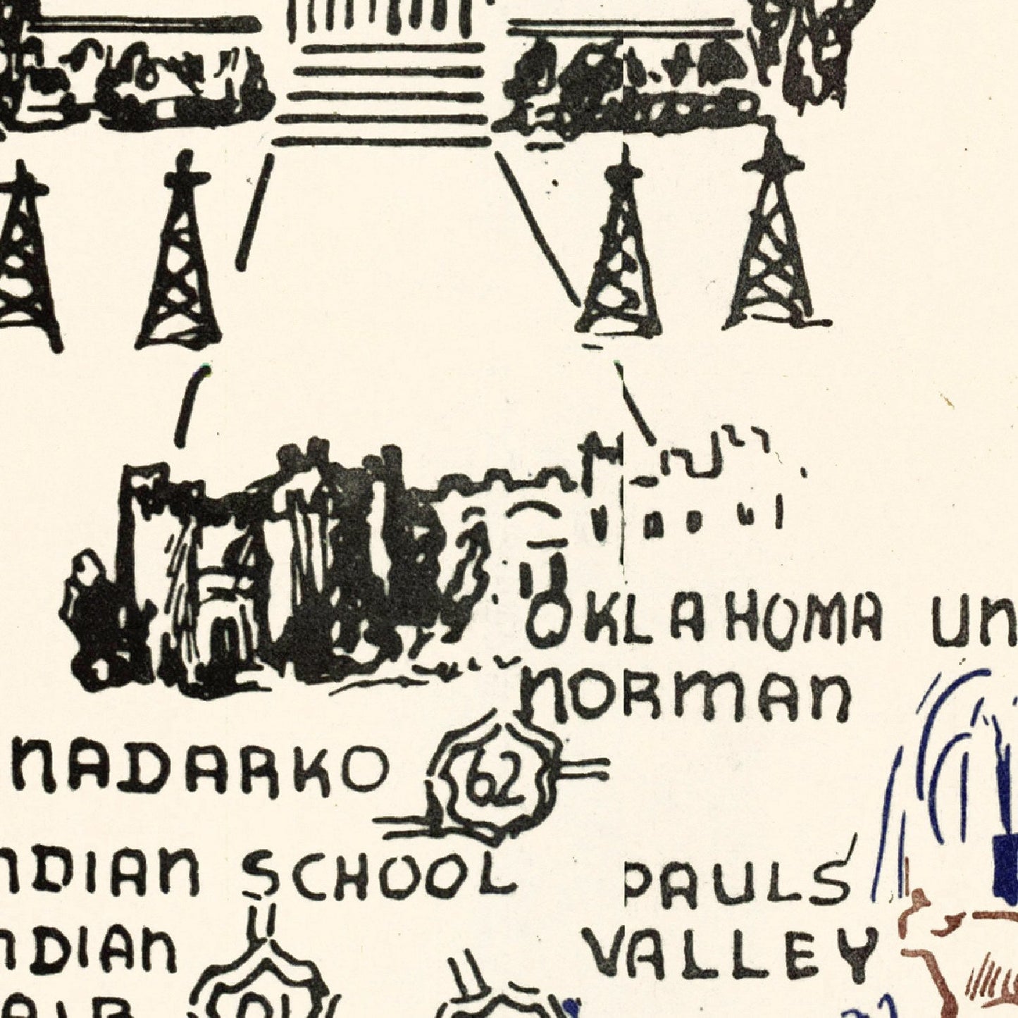 Vintage Map of Oklahoma, 1940
