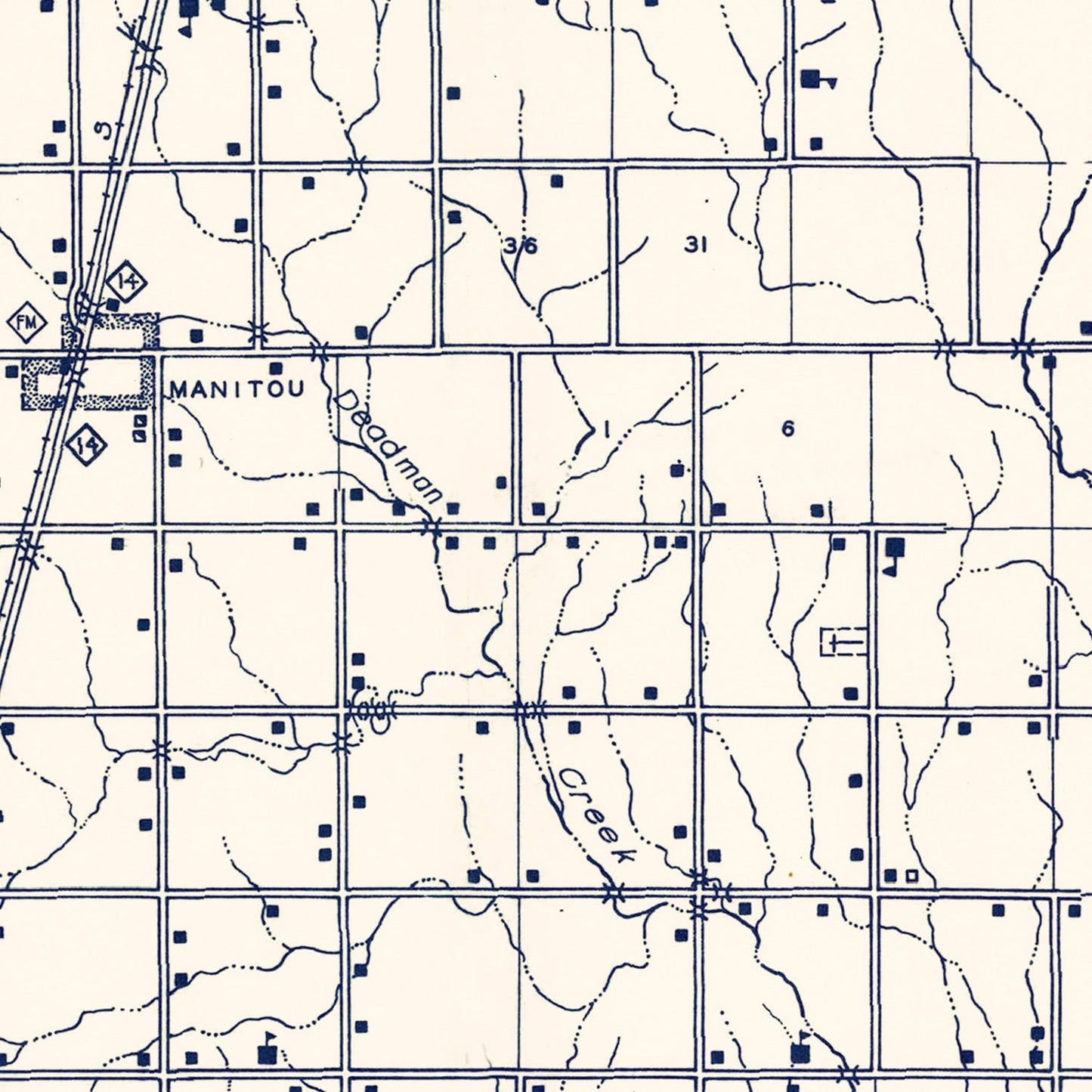 Vintage Map of Tillman County, Oklahoma, 1936