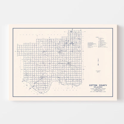 Vintage Map of Cotton County, Oklahoma 1936