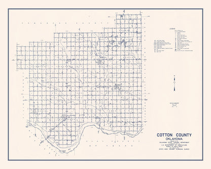 Vintage Map of Cotton County, Oklahoma 1936