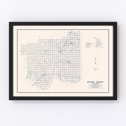 vintage map of Cotton County, Oklahoma, 1936