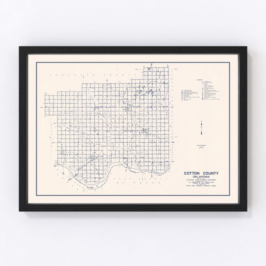 vintage map of Cotton County, Oklahoma, 1936