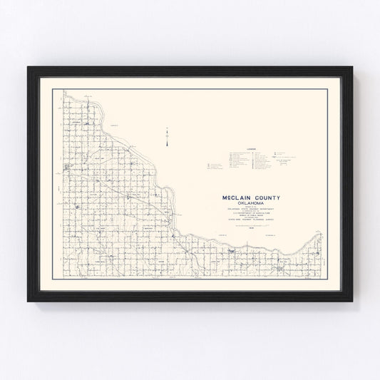 Vintage map of McClain County, Oklahoma, 1936
