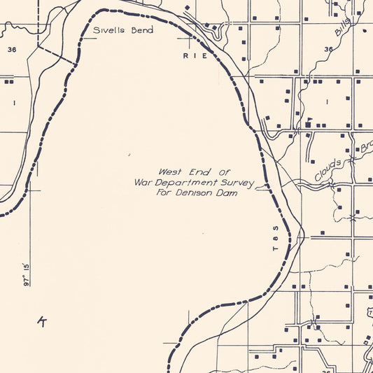 Vintage Map of Love County, Oklahoma, 1936