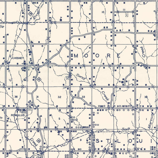 Vintage Map of Pottawatomie County, Oklahoma, 1936