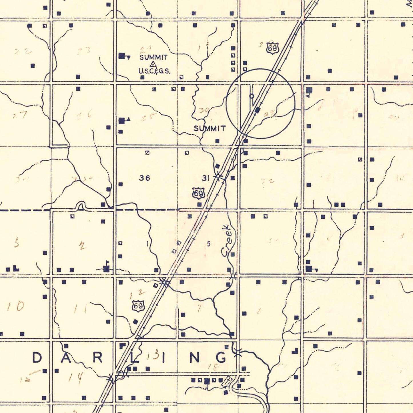 Vintage Map of Muskogee County, Oklahoma, 1936