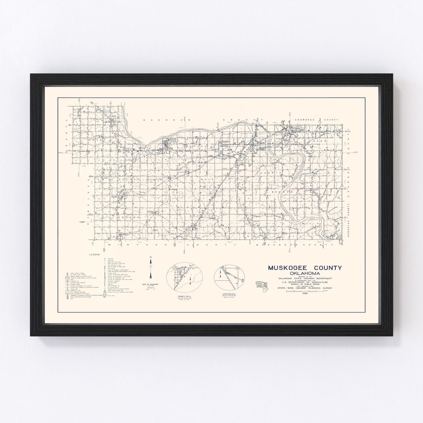 Vintage map of Oklahoma County, Oklahoma, 1936