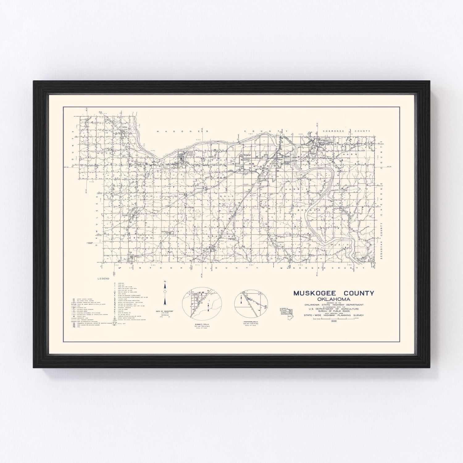 Vintage map of Oklahoma County, Oklahoma, 1936