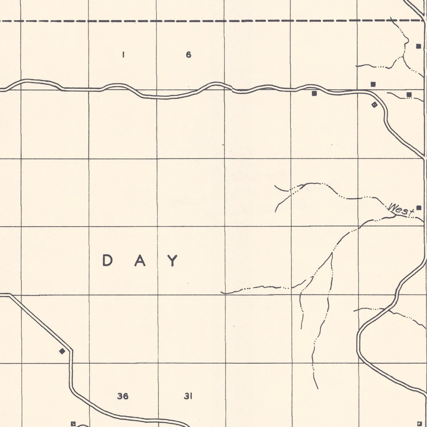 Vintage Map of Ellis County, Oklahoma, 1936