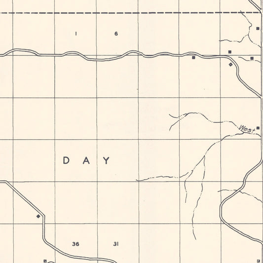 Vintage Map of Ellis County, Oklahoma, 1936