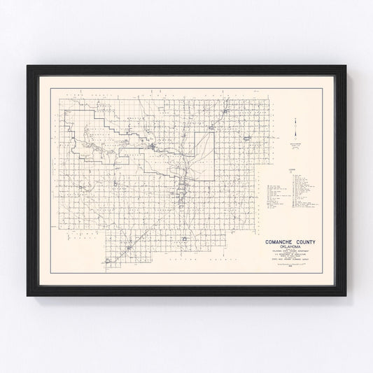 Vintage map of Comanche County, Oklahoma, 1936