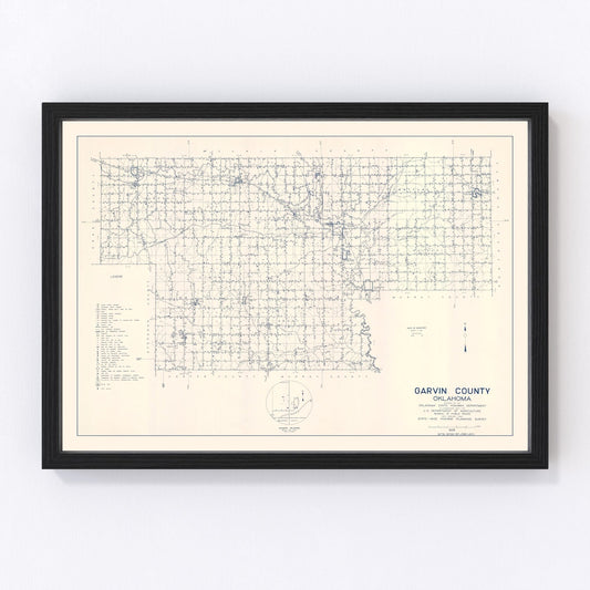 Vintage map of Garvin County, Oklahoma, 1936