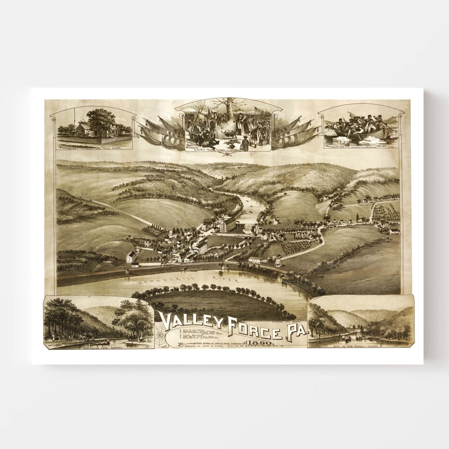 Vintage Map of Valley Forge, Pennsylvania, 1890