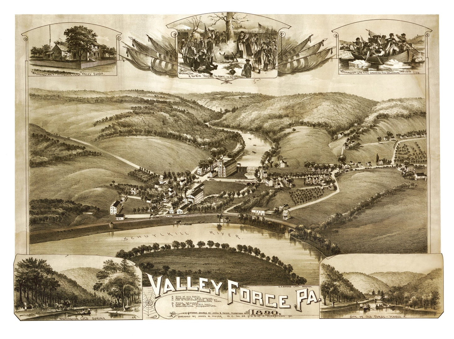 Vintage Map of Valley Forge, Pennsylvania, 1890
