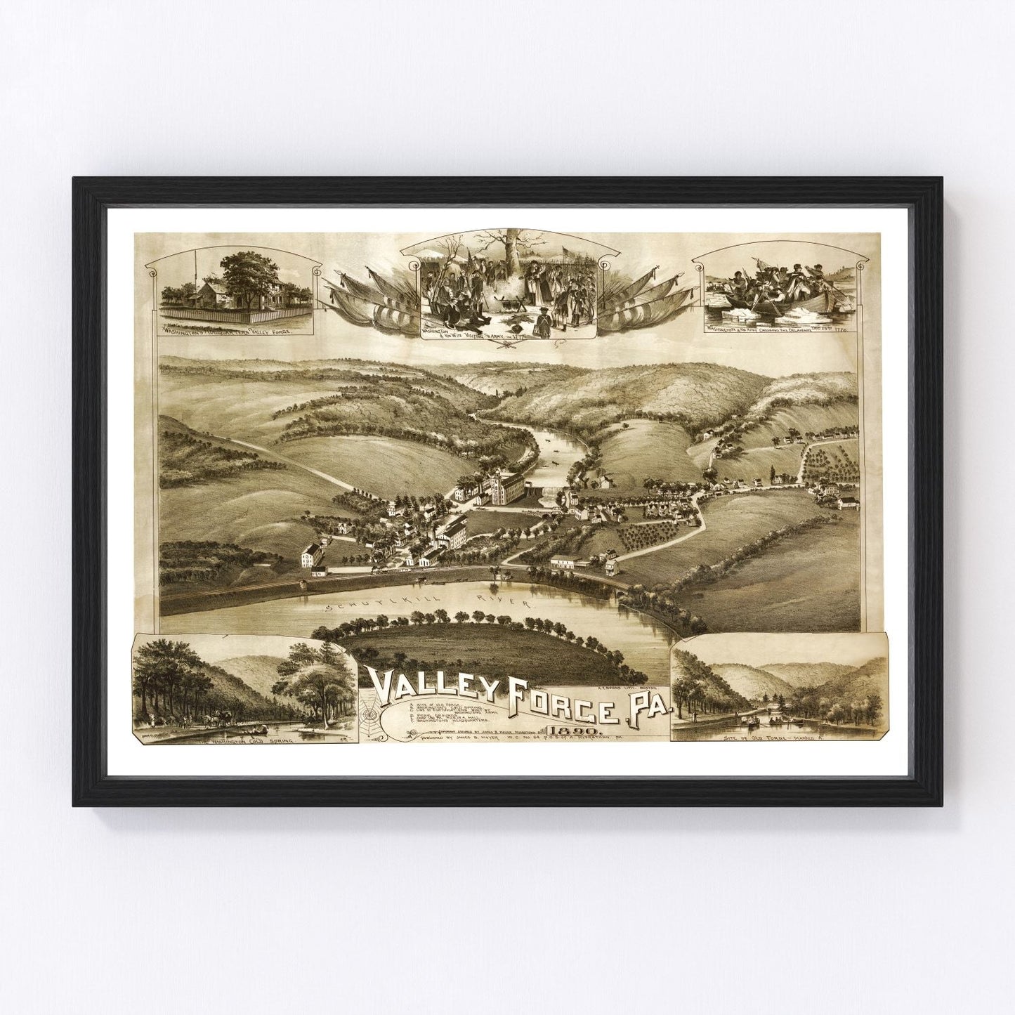 Vintage map of Valley Forge, Pennsylvania, 1890