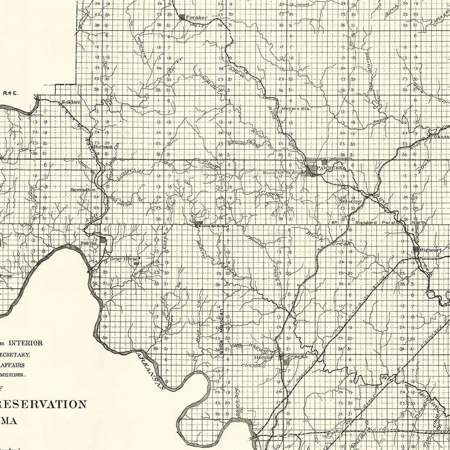 Vintage Osage Indian Reservation Map, 1917