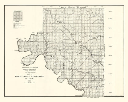Vintage Osage Indian Reservation Map, 1917
