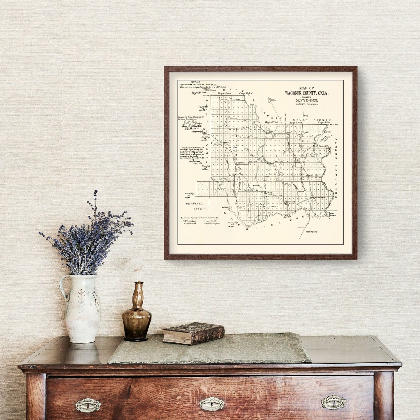 Vintage Map of Wagoner County, Oklahoma, 1915