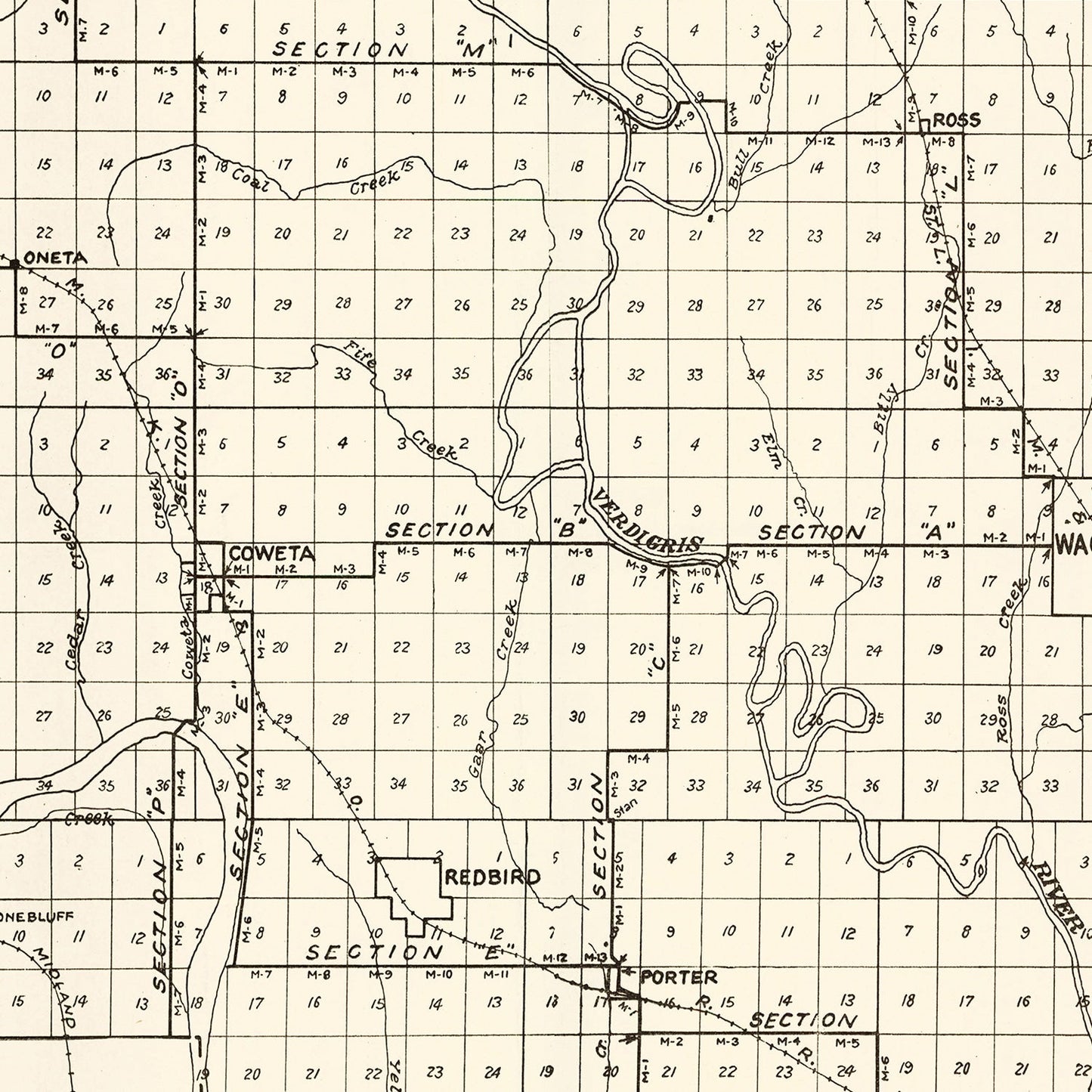 Vintage Map of Wagoner County, Oklahoma, 1915